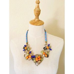 J Crew Neon Orange Floral Necklace